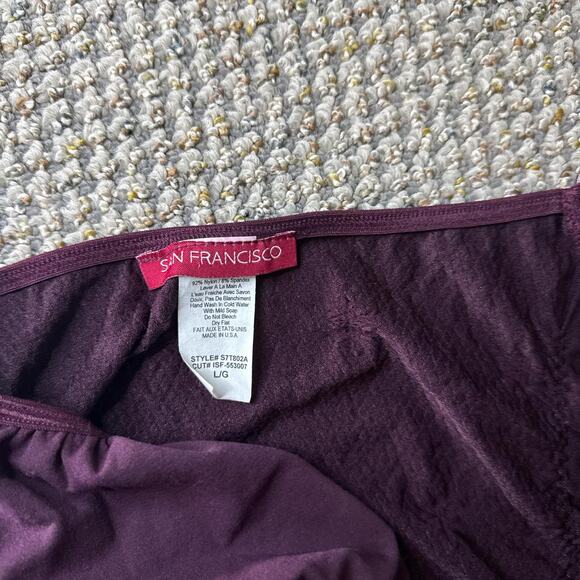 Cute vintage y2k maroon/ purple tight lace pleated stretchy top - Picture 6 of 6